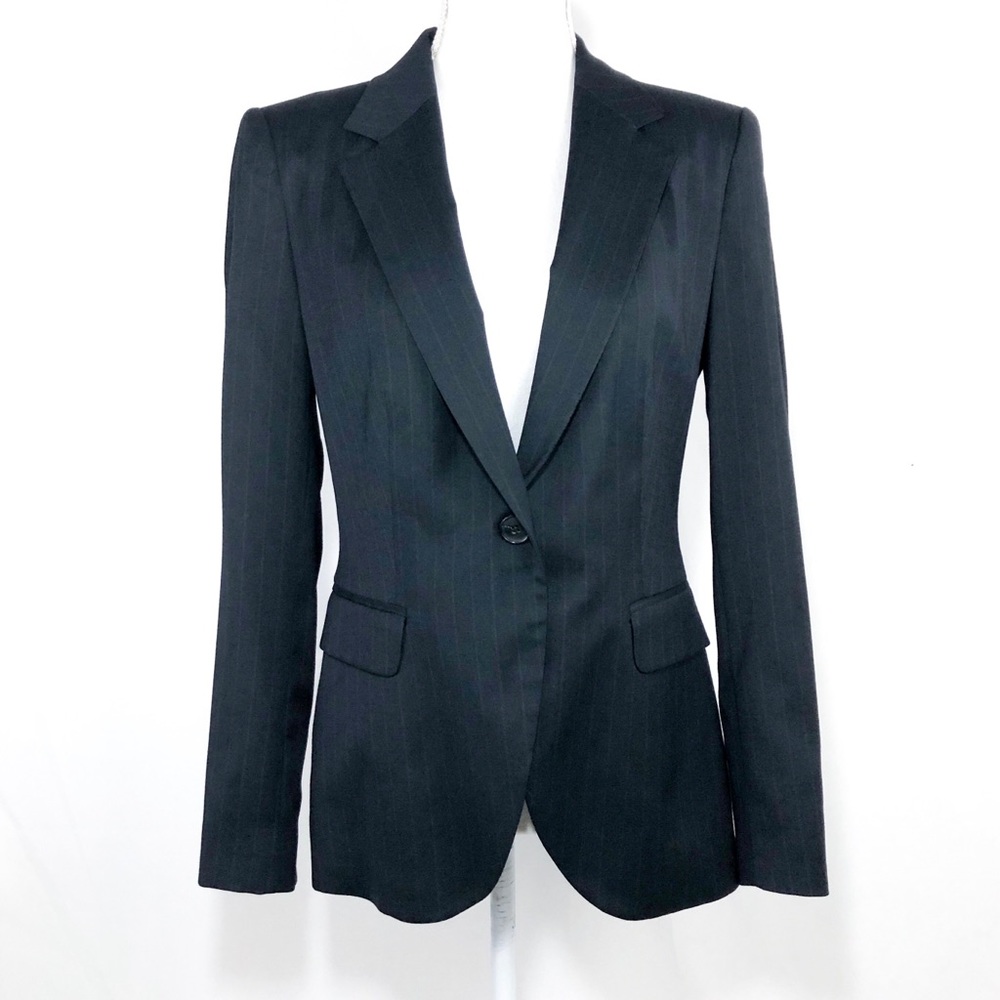 Zara Basic Blue Pinstriped Jacket - image 1